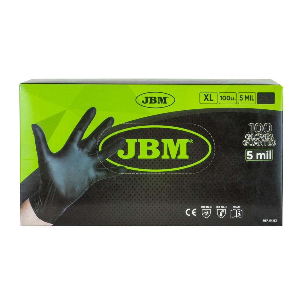 JBM Disposable Black Nitrile Gloves