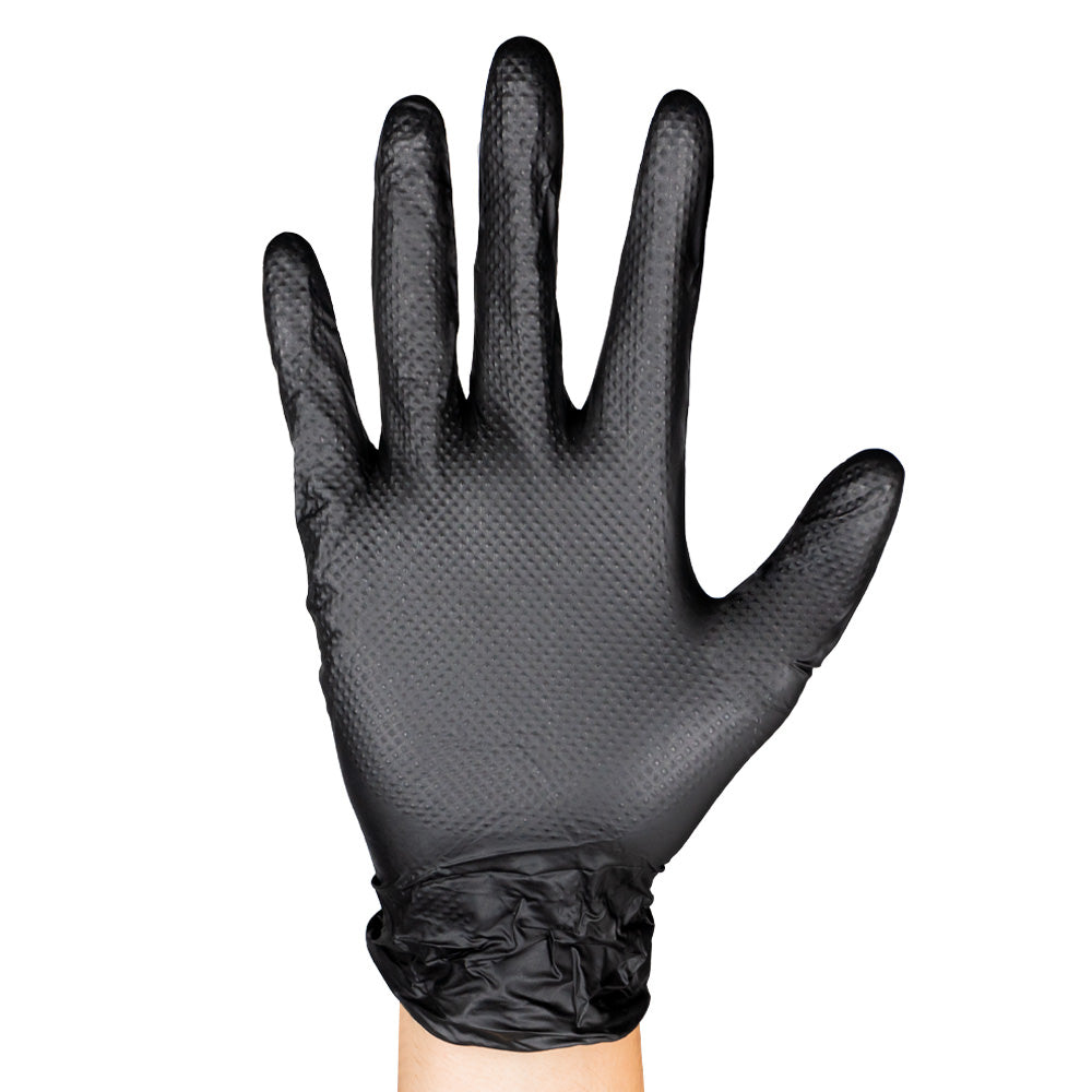 JBM Disposable Black Nitrile Diamond Texture Gloves