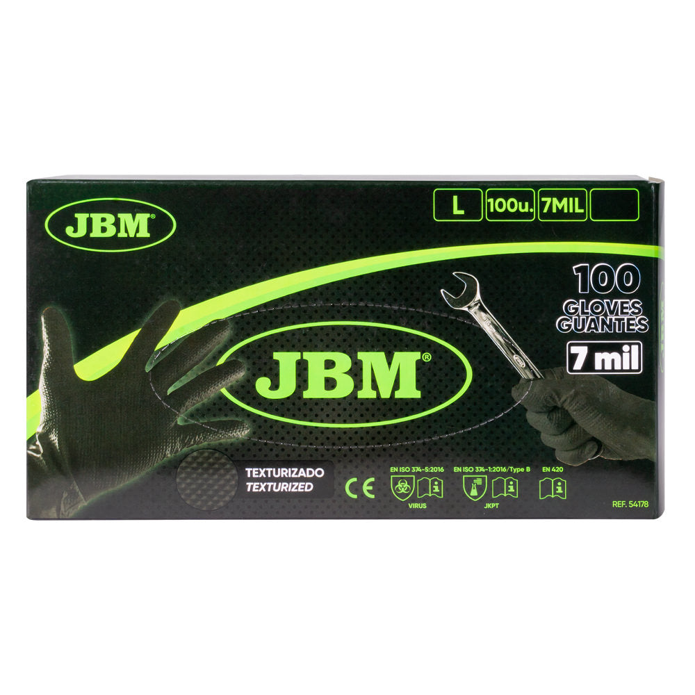 JBM Disposable Black Nitrile Diamond Texture Gloves