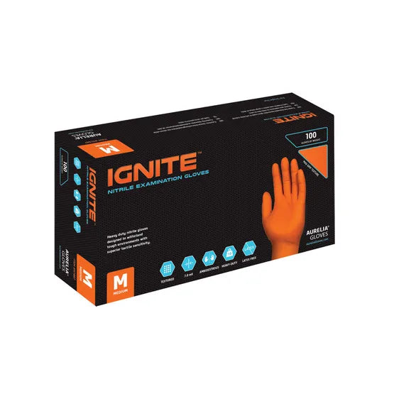 Aurelia Orange Ignite Nitrile Powder Free Examination Gloves