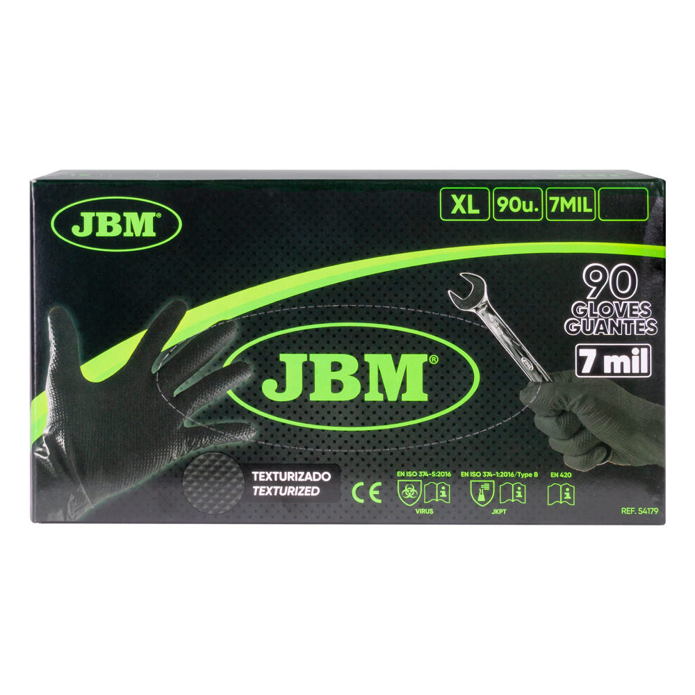 JBM Disposable Black Nitrile Diamond Texture Gloves