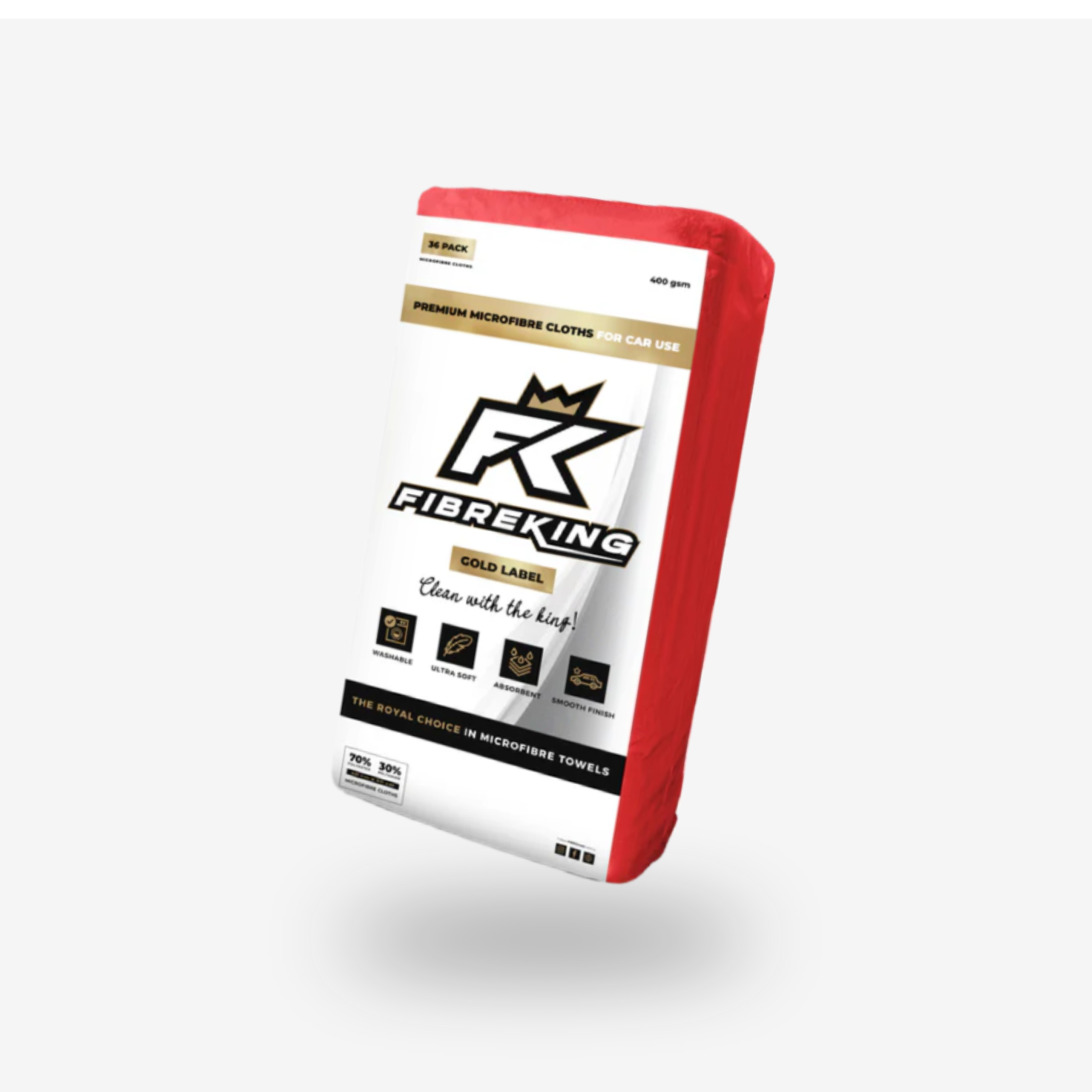 FibreKing Gold Label 400GSM Microfibre Cloths - 36 pack (Various Colours)