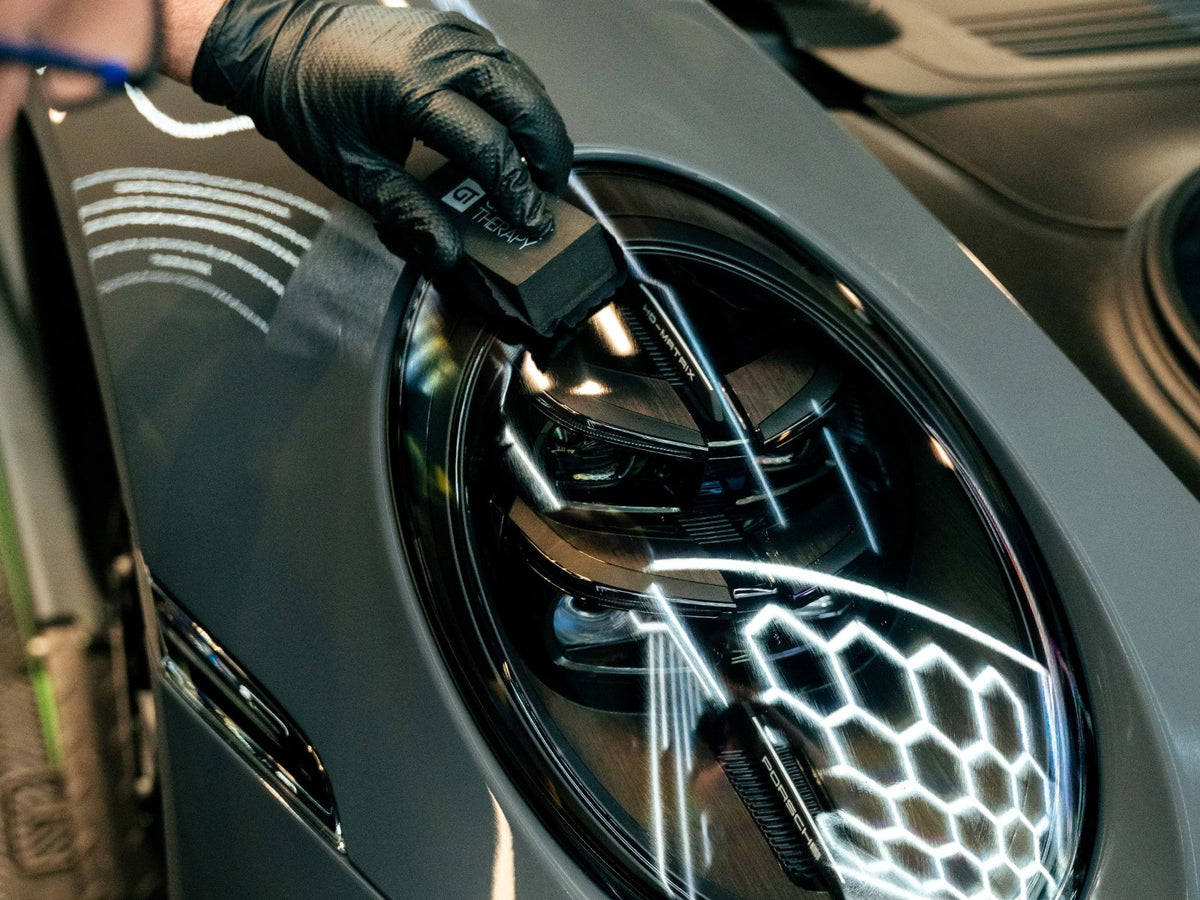 Applying protection to a Porsche 911 GT3 headlight