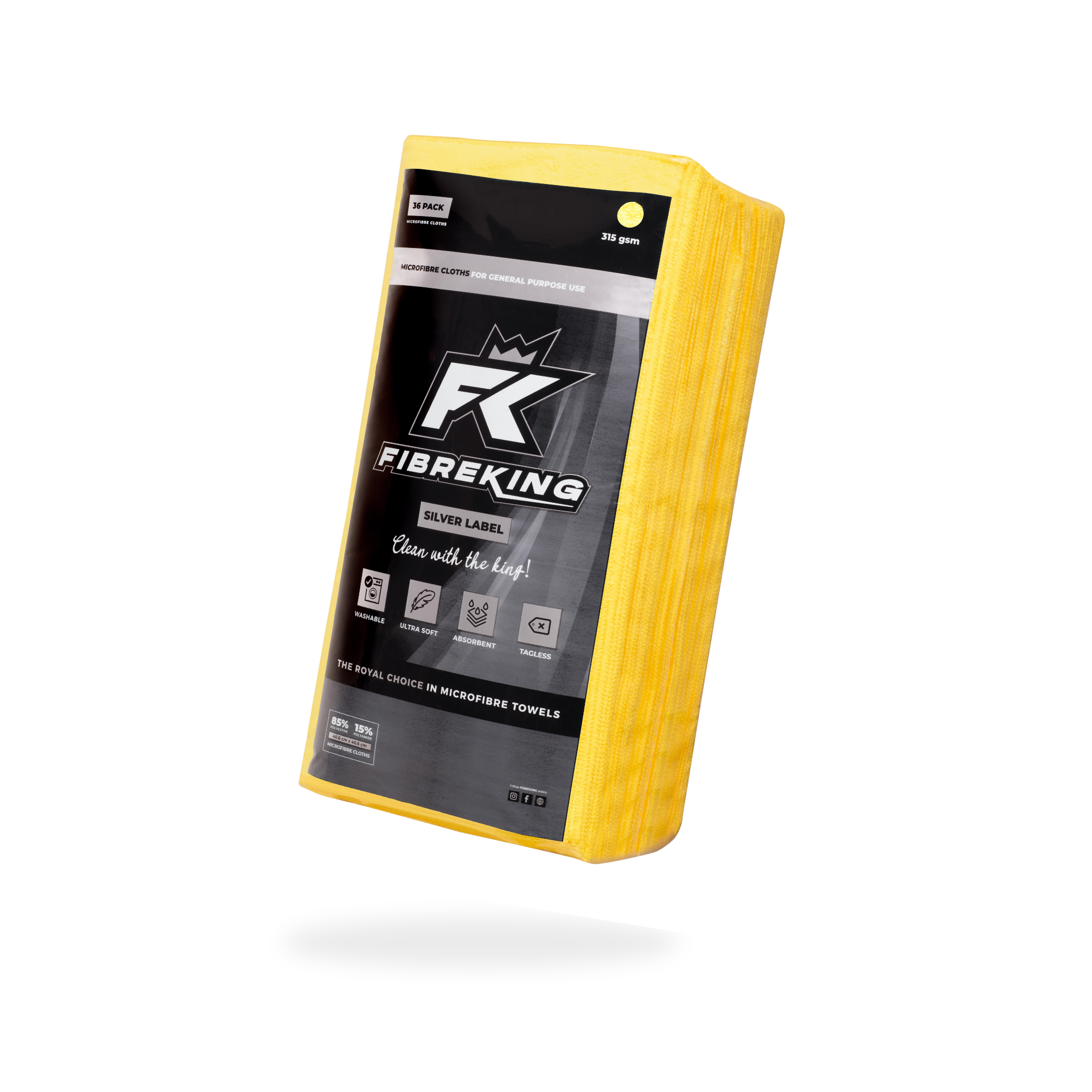 FibreKing Silver Label 315GSM Microfibre Cloths - 36 pack (Various Colours)