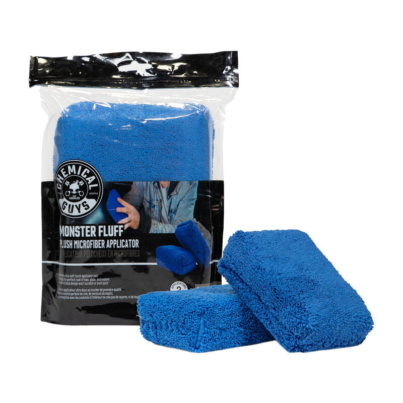 Chemical Guys Monster Fluff Microfibre Applicator Pad (2 Pack) - Blue