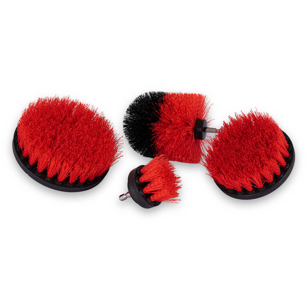 4PC Carpet Brush with Drill Attachment Hard (Red)
